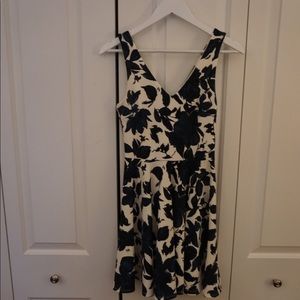Aqua White, Black & Navy Fit & Flare Dress
